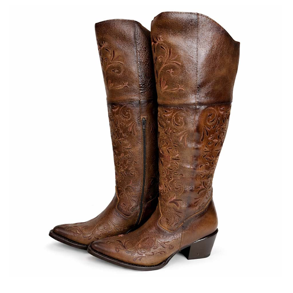 Bota Vaquera Sonora Canela Floral