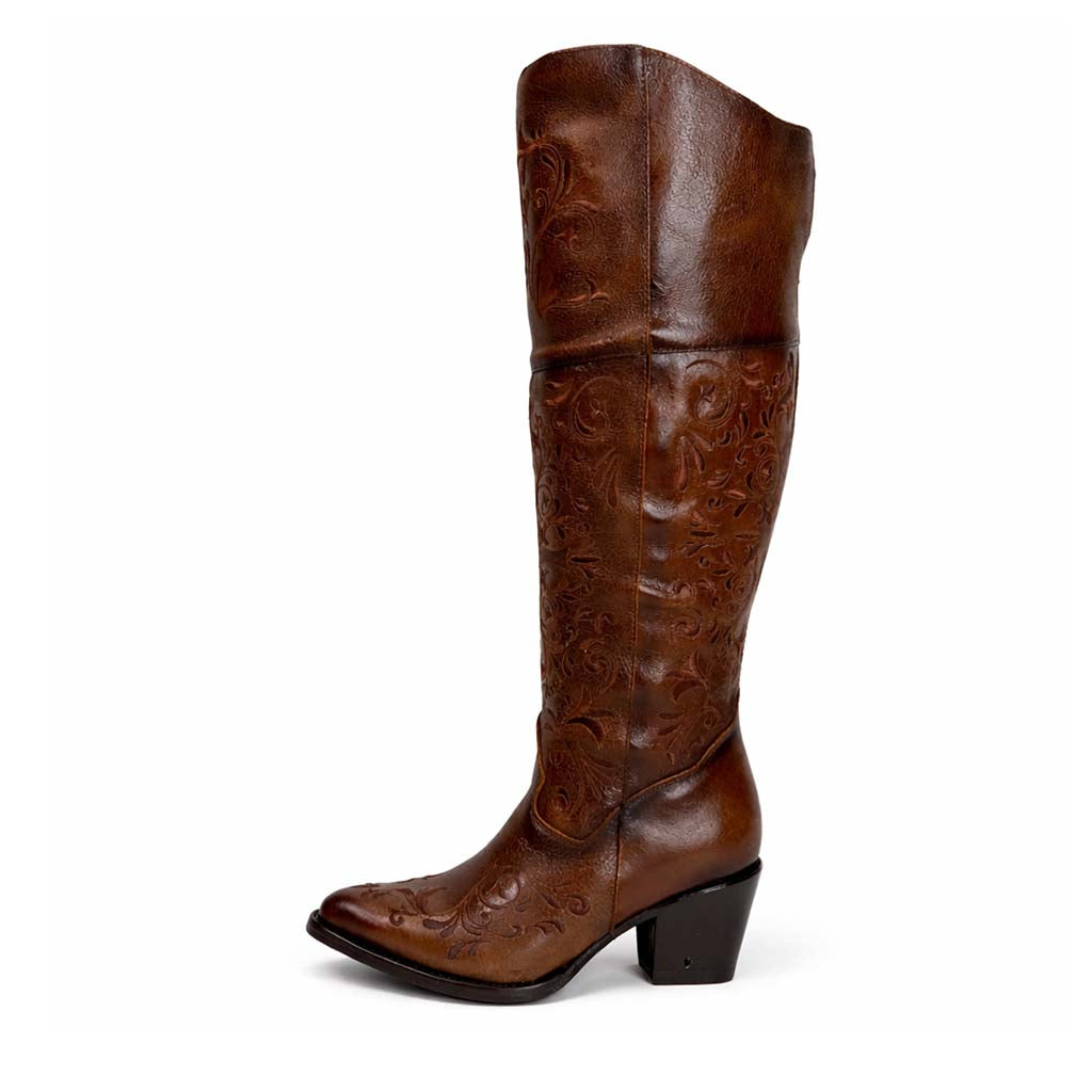 Bota Vaquera Sonora Canela Floral
