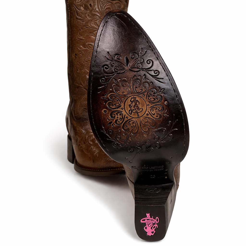 Bota Vaquera Sonora Canela Floral