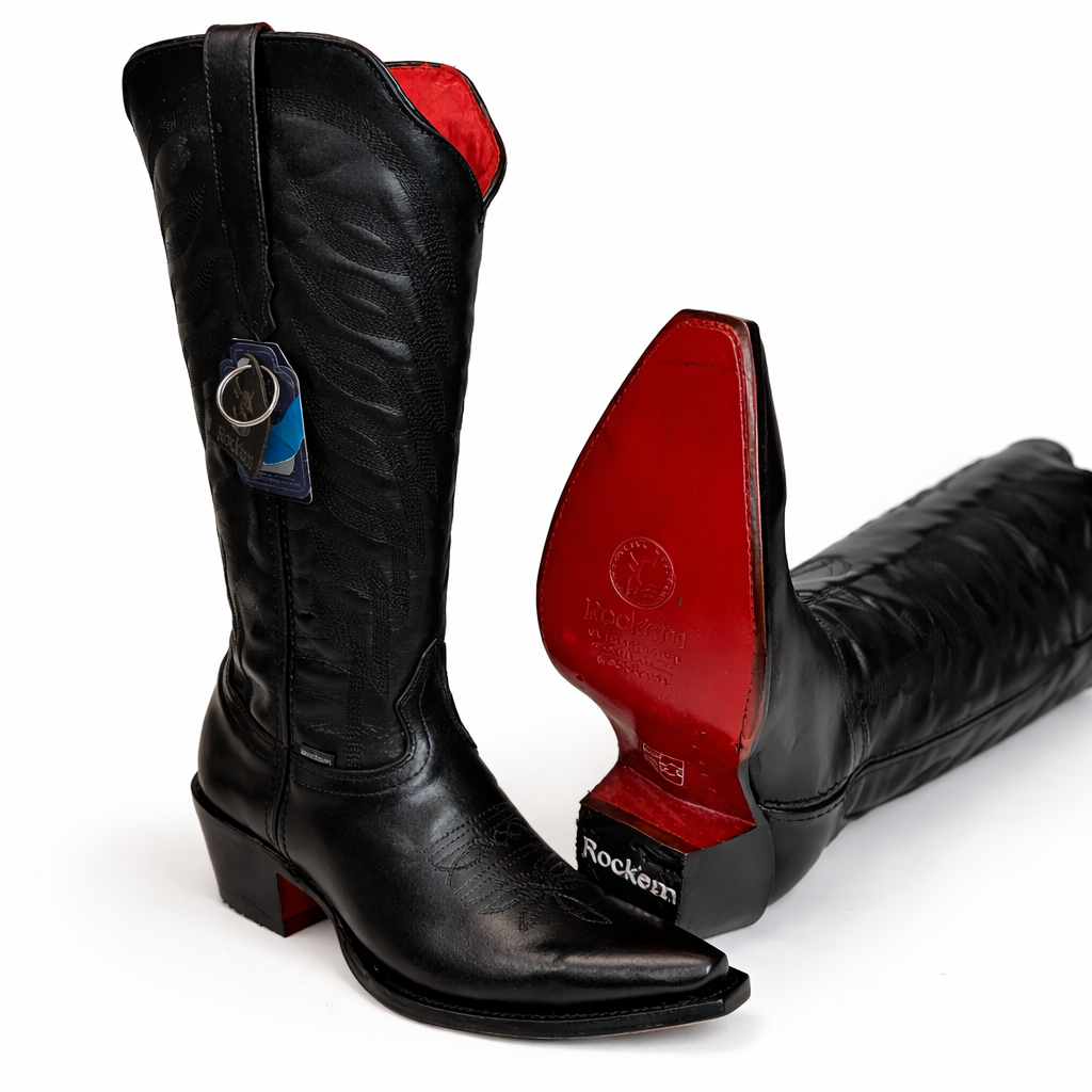 Bota Vaquera Alta Dallas Negro Imperial